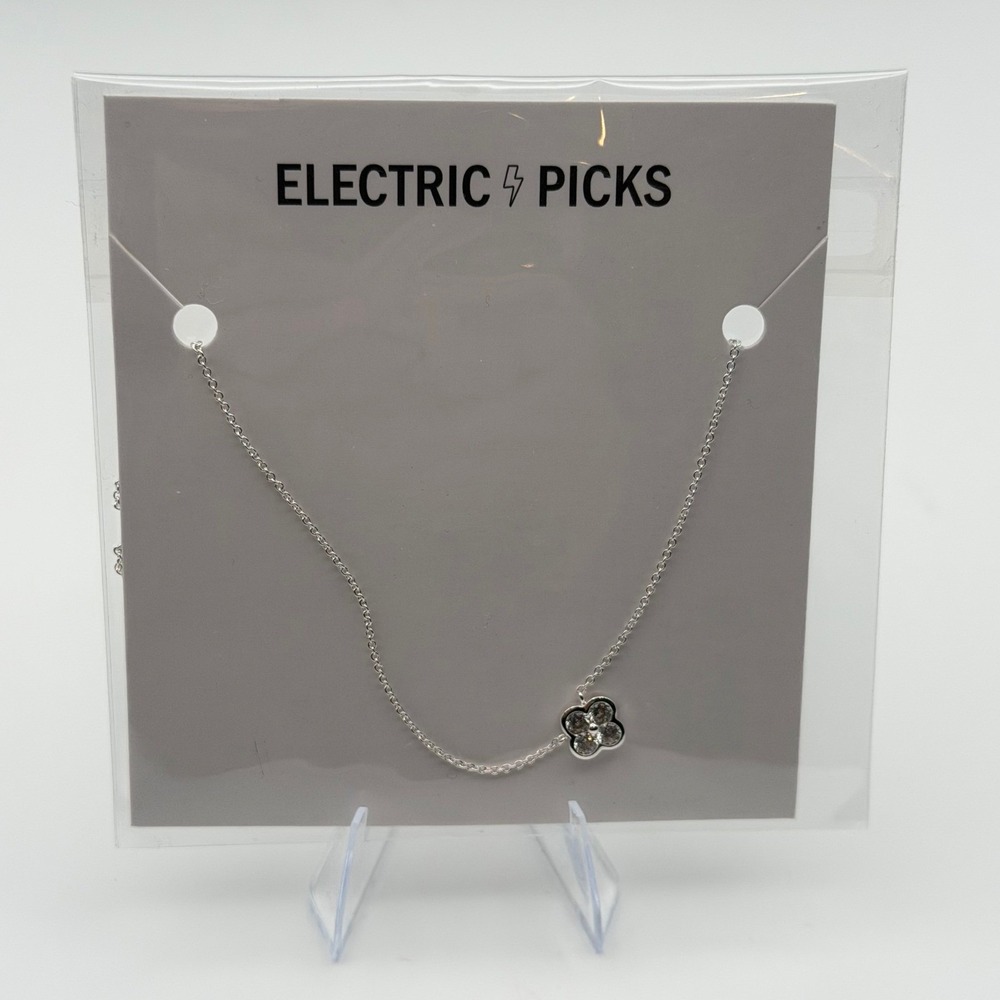 Electric Picks Camilla Flower Pendant Necklace Silver Tone Clover Charm‎ New